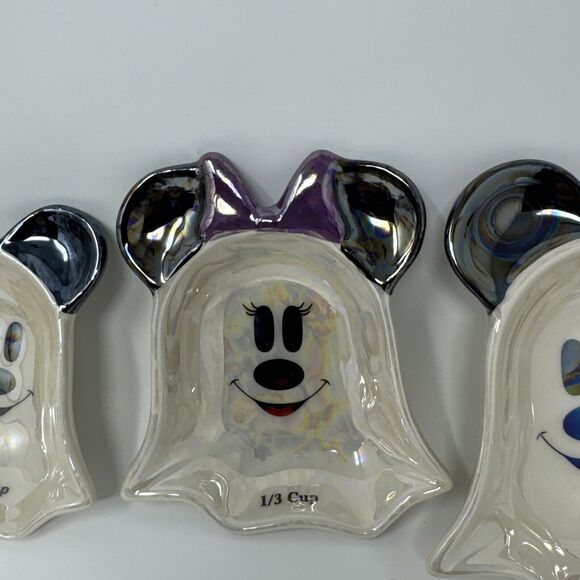 Disney Mickey & Minnie Mouse Halloween Ghost Set Of 4 Iridescent Measuring Cups - Picture 5 of 8
